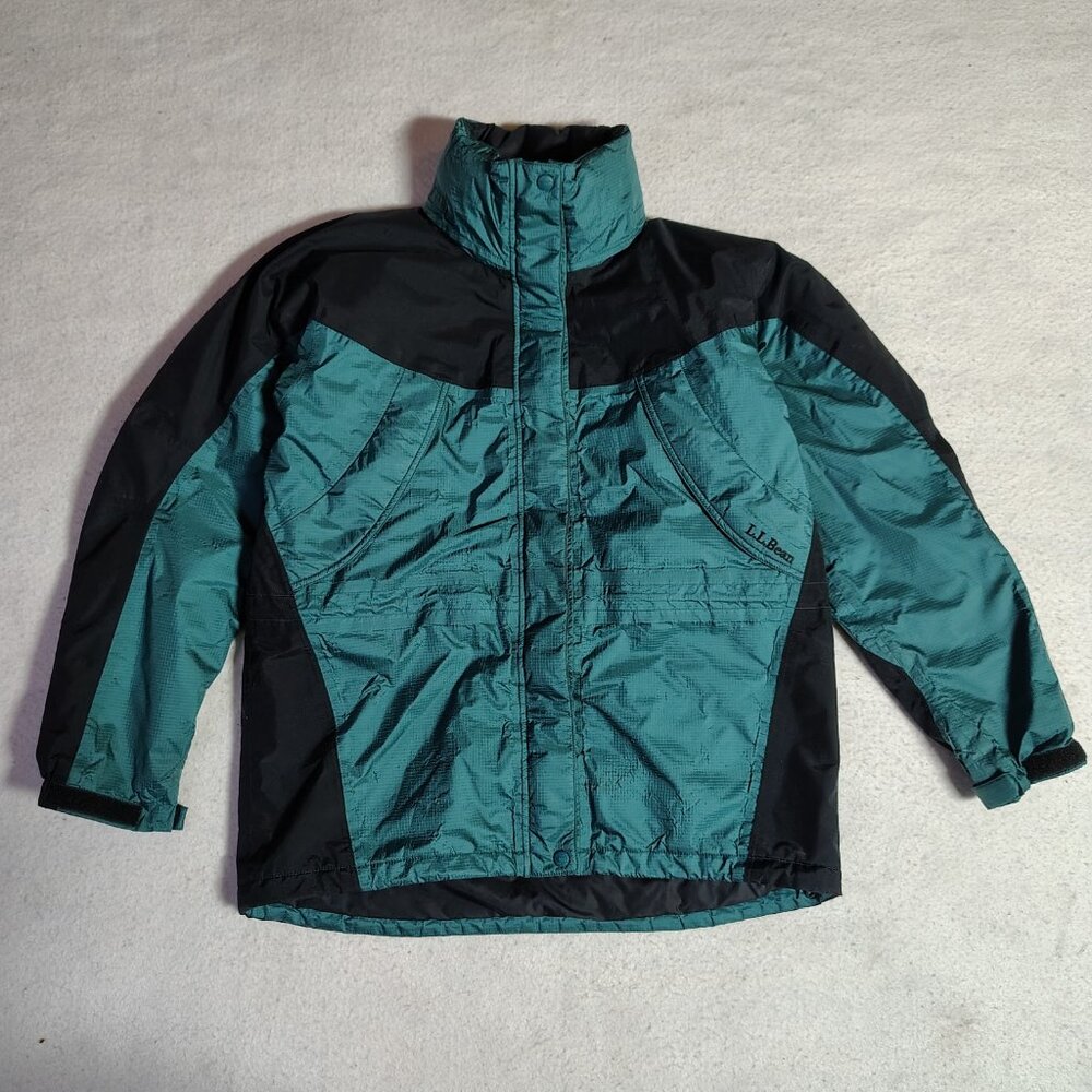 L.L. Bean Mountain‎ Guide Parka Womens Medium Green Black Goretex Jacket Ripstop